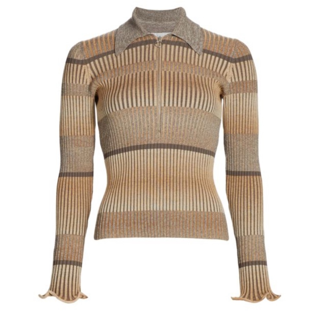 Jonathan Simkhai Allyson Striped Polo Top New